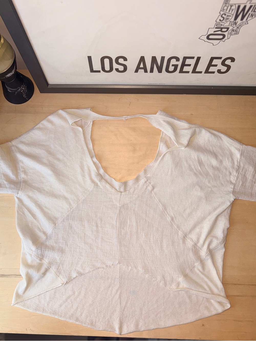 Raquel Allegra TCream Cut out Back Short Sleeve Tee - 1